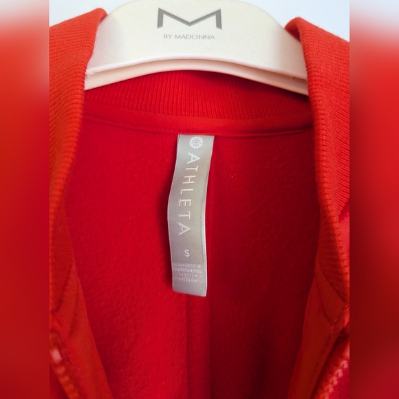 Athleta Zion Microfleece Full Zip Orange Track Bomber Jacket Size Small - Picture 4 of 4